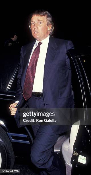 Donald Trump attends Harley-Davidson Cafe Grand Opening on October 19, 1993 in New York City.