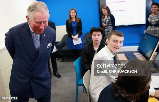 Britain's Prince Charles, Prince of Wales visits the Prince's Trust Centre in Kennington, London, on March 8, 2016. The Queen was visiting the Centre...