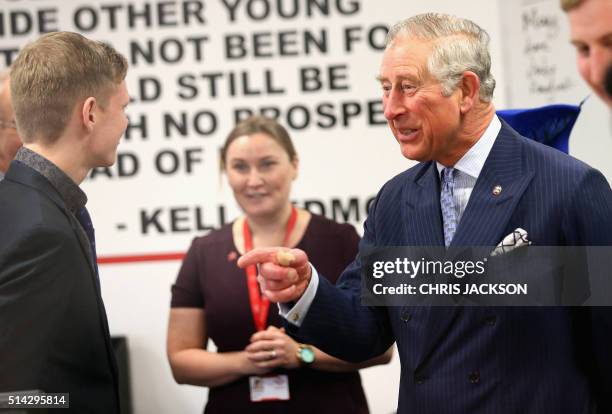 Britain's Prince Charles, Prince of Wales visits the Prince's Trust Centre in Kennington, London, on March 8, 2016. The Queen was visiting the Centre...