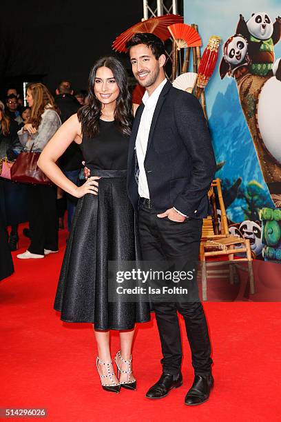 Lamiya Slimani and her brother Sami Slimani attend the 'Kung Fu Panda 3' German Premiere at Zoo Palace on March 02, 2016 in Berlin, Germany.