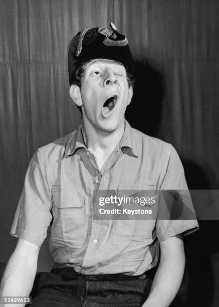 English doctor, stage director and author Jonathan Miller, takes part in a revue while an undergraduate at Cambridge, 29th June 1955.