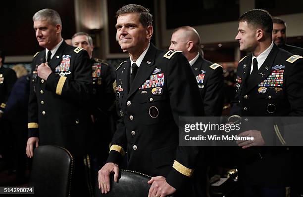 Army Gen. Joseph Votel , commander of the U.S. Special Operations Command, arrives for testimony before the Senate Armed Services Committee March 8,...