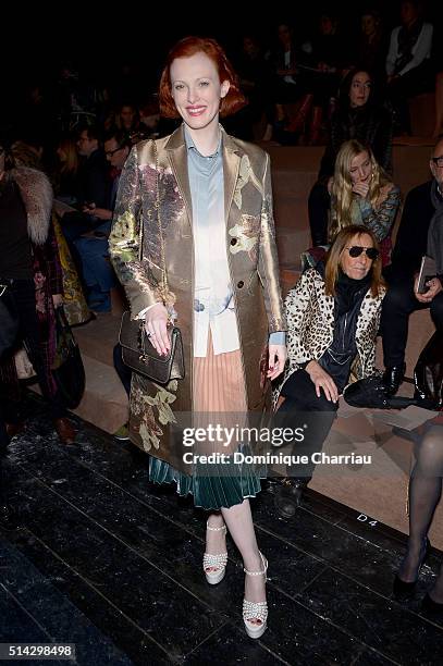 Karen Elson attends the Valentino show as part of the Paris Fashion Week Womenswear Fall/Winter 2016/2017 on March 8, 2016 in Paris, France.