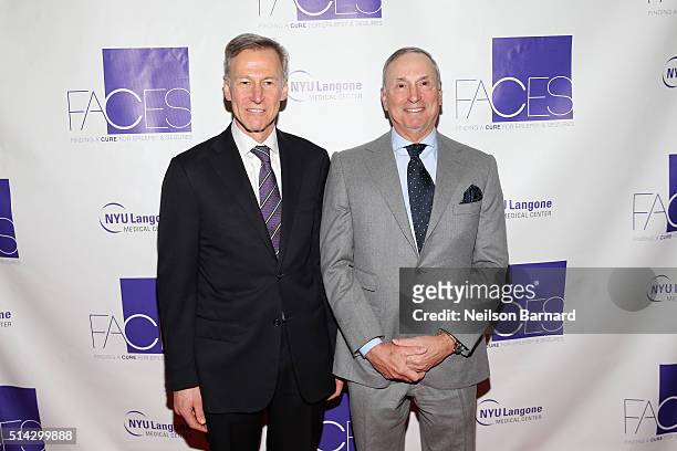 Orrin Devinsky, MD, actor and Robert Grossman, MD attend NYU Langone Medical Center's 2016 FACES Gala on March 7, 2016 in New York City.