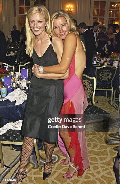 Joely Richardson and Emma Thompson attend the 2004 Evening Standard Film Awards at The Savoy Hotel on February 2, 2004 in London.