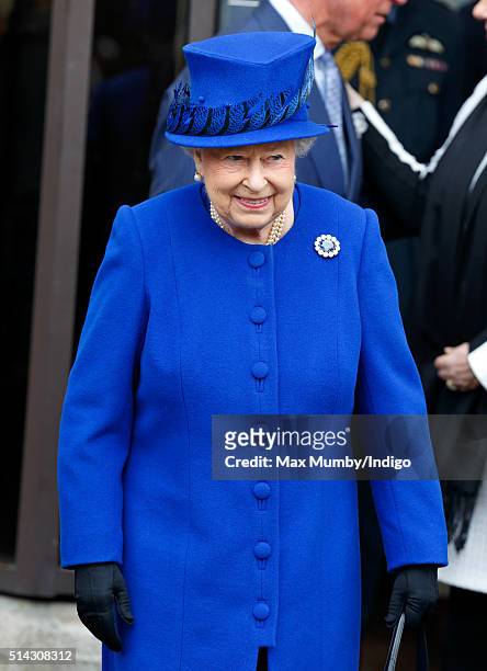 Queen Elizabeth II departs after visiting The Prince's Trust Centre in Kennington to mark the 40th anniversary of The Prince's Trust on March 8, 2016...