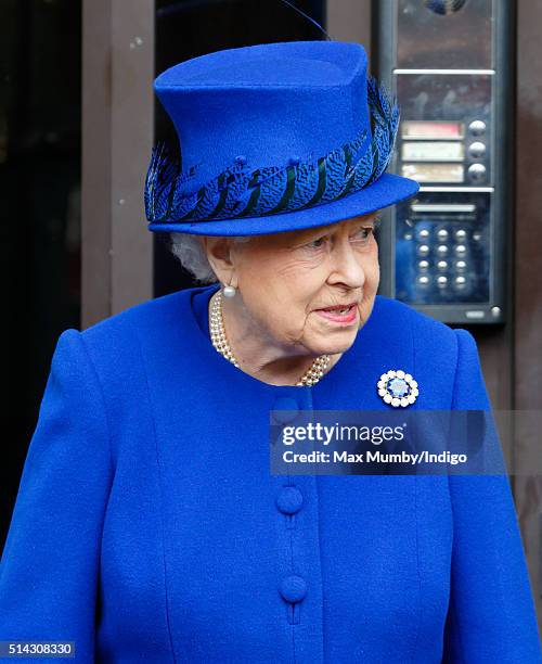 Queen Elizabeth II departs after visiting The Prince's Trust Centre in Kennington to mark the 40th anniversary of The Prince's Trust on March 8, 2016...