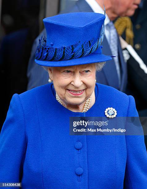 Queen Elizabeth II departs after visiting The Prince's Trust Centre in Kennington to mark the 40th anniversary of The Prince's Trust on March 8, 2016...