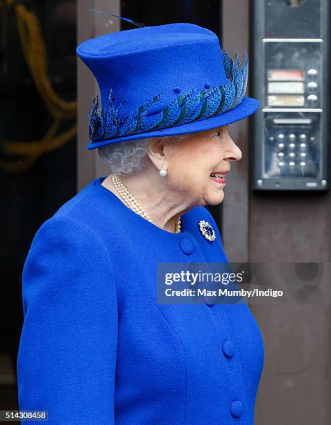 Queen Elizabeth II departs after visiting The Prince's Trust Centre in Kennington to mark the 40th anniversary of The Prince's Trust on March 8, 2016...