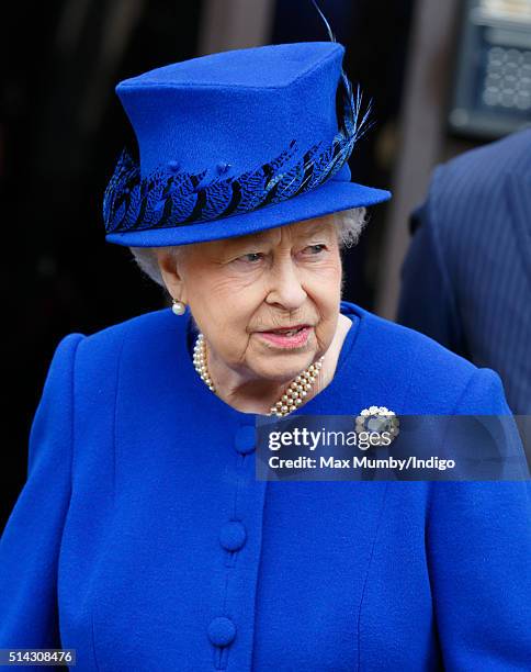 Queen Elizabeth II departs after visiting The Prince's Trust Centre in Kennington to mark the 40th anniversary of The Prince's Trust on March 8, 2016...