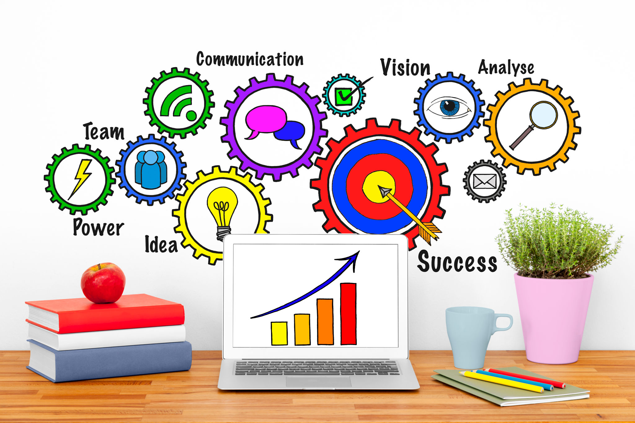 Hogar mesa de trabajo de oficina con ordenador portátil y negocio estrategia bosquejo Hogar mesa de trabajo de oficina con ordenador portátil y negocio estrategia bosquejo