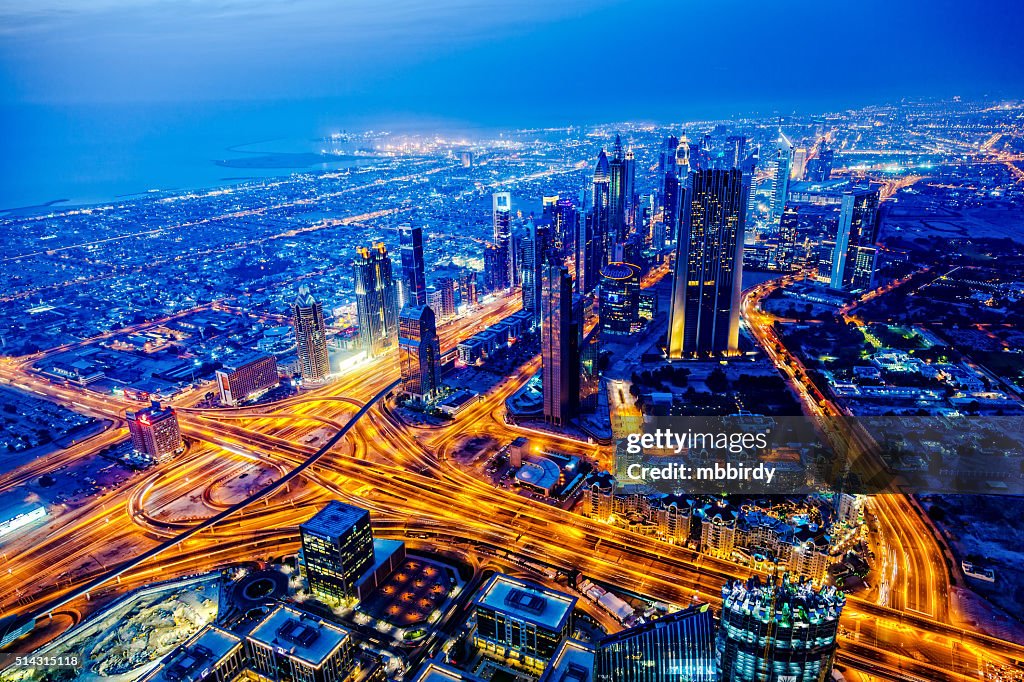 Modern Dubai cityscape at twilight, United Arab Emirates