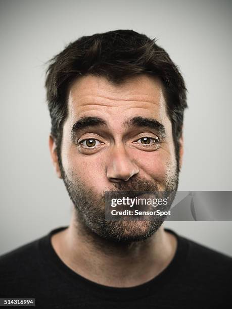 portrait of a caucasian real young man - crazy beard stock pictures, royalty-free photos & images