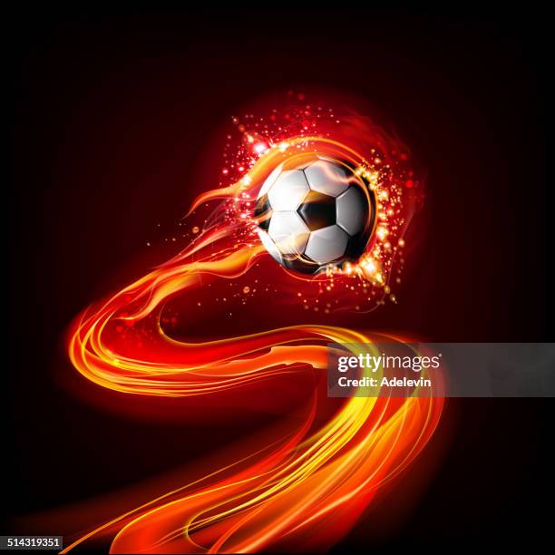 soccer ball on fire - passing sport stock illustrations