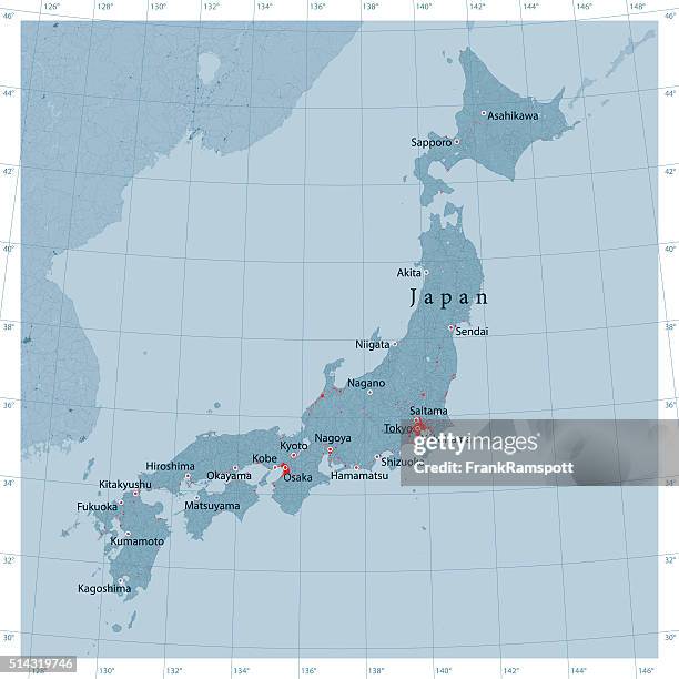 stockillustraties, clipart, cartoons en iconen met japan vector road map - hokkaido