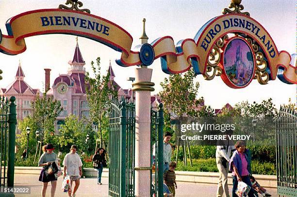 This 10 September 1992 photo shows the entrance to 'Eurodisney' at Marne-la-Vallee outside Paris, France. AFP PHOTO