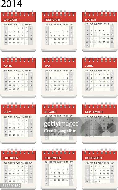 calendar 2014 (sunday-saturday) - thursday calendar stock illustrations