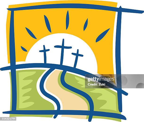 illustrazioni stock, clip art, cartoni animati e icone di tendenza di tre croci - the crucifixion