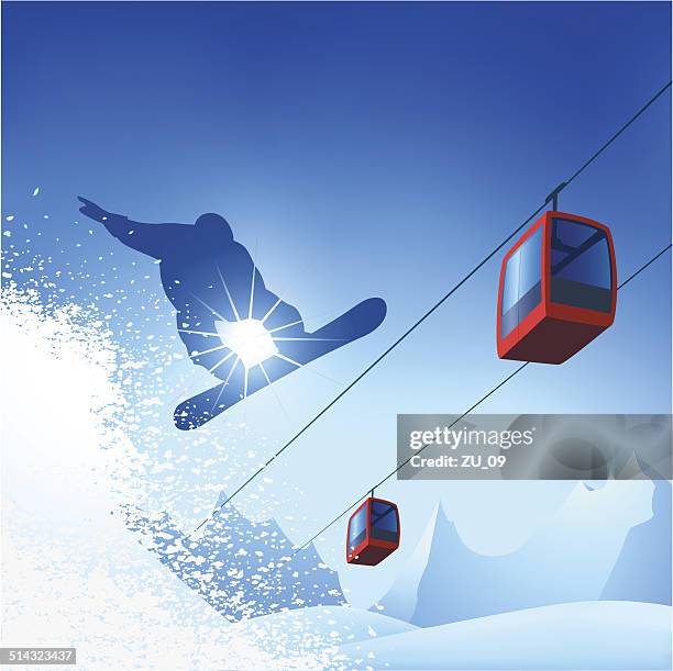 stockillustraties, clipart, cartoons en iconen met snowboarder in the mountains - ski alpin