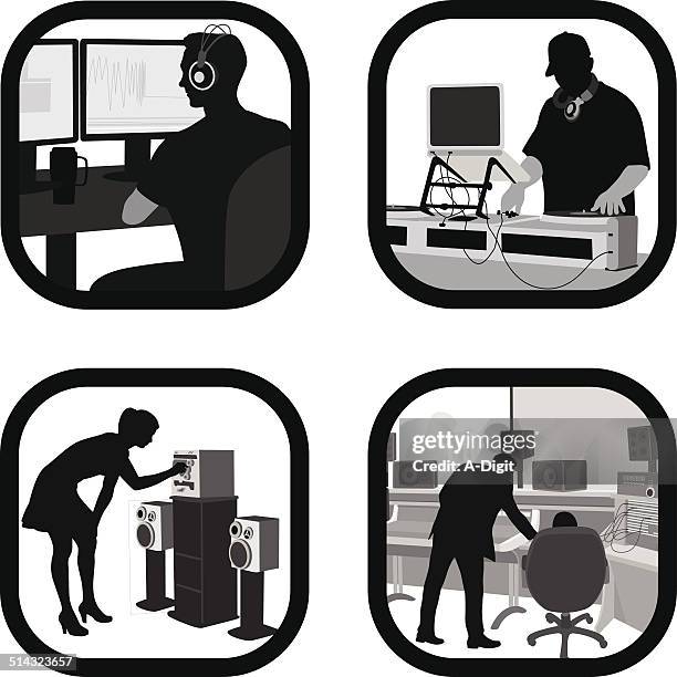 music-digital - presenter studio stock illustrations