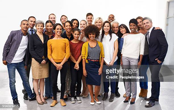 say cheese for success - multiracial group stock pictures, royalty-free photos & images