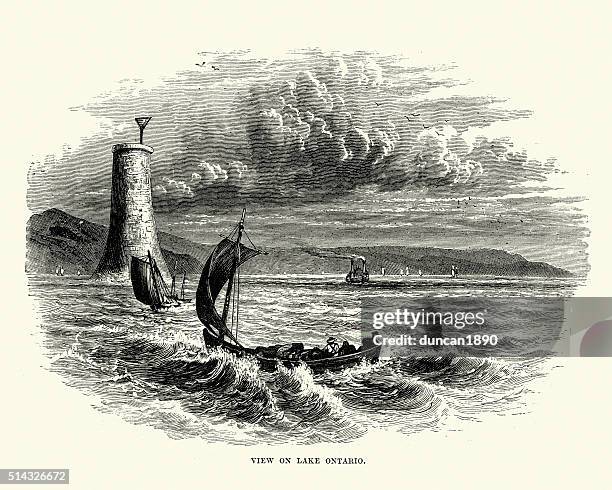 lake ontario, 19th century - lake ontario stock illustrations