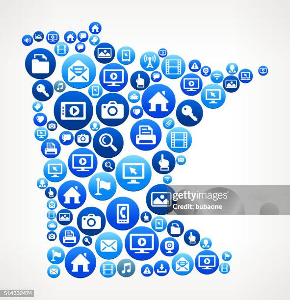 minnesota technology internet and media blue button pattern - current state icon stock illustrations