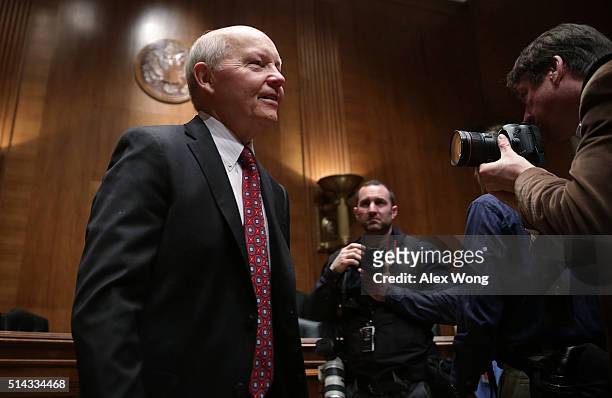 Commissioner John Koskinen arrives at a hearing before the Financial Services and General Government Subcommittee of the Senate Appropriations...