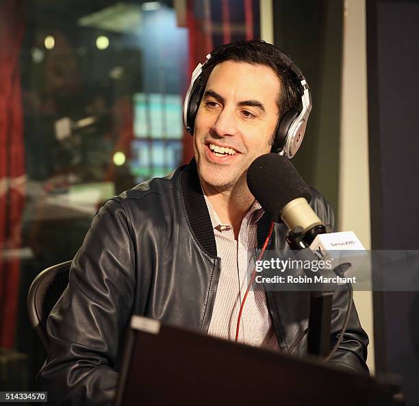 Sacha Baron Cohen visits 'Sway in the Morning' with Sway Calloway on Eminem's Shade 45 at SiriusXM Studio on March 8, 2016 in New York City.