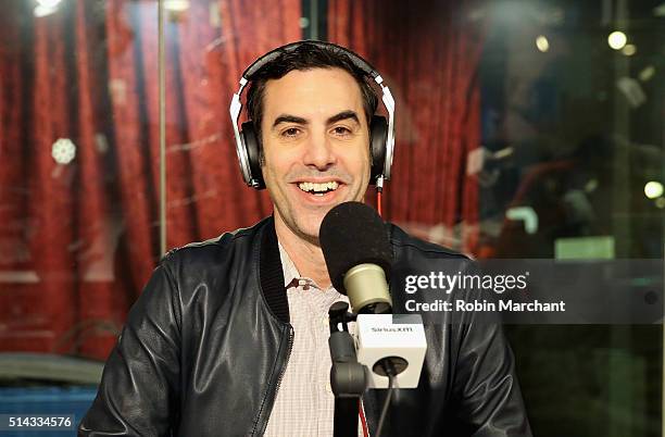 Sacha Baron Cohen visits 'Sway in the Morning' with Sway Calloway on Eminem's Shade 45 at SiriusXM Studio on March 8, 2016 in New York City.