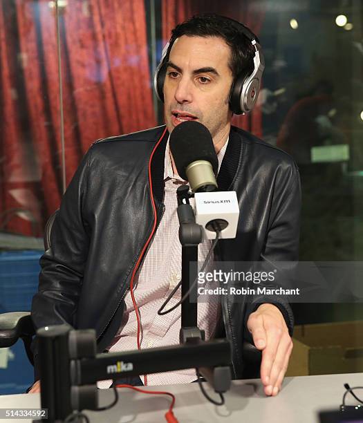 Sacha Baron Cohen visits 'Sway in the Morning' with Sway Calloway on Eminem's Shade 45 at SiriusXM Studio on March 8, 2016 in New York City.