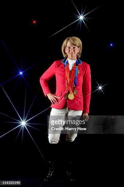 Show jumper Beezie Madden poses for a portrait at the 2016 Team USA Media Summit at The Beverly Hilton Hotel on March 7, 2016 in Beverly Hills,...