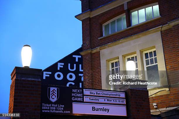View of the ground prior to the Sky Bet Championship match between Fulham and Burnley at Craven Cottage on March 8, 2016 in London, United Kingdom.