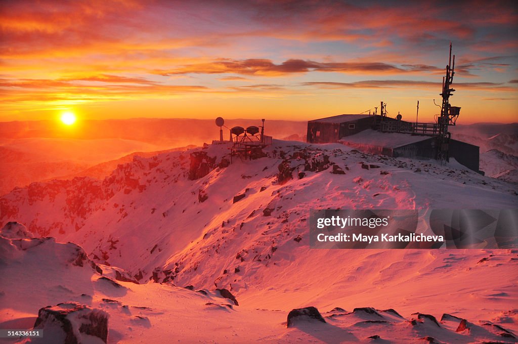 Sunrise from Musala peak, Rila mountain, Bulgaria