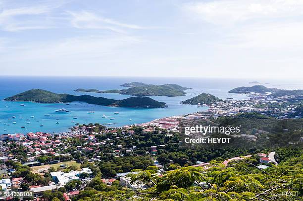 view of st. thomas - charlotte amalie stock pictures, royalty-free photos & images
