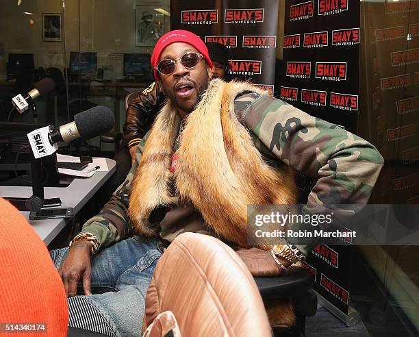 Chainz visits 'Sway in the Morning' with Sway Calloway on Eminem's Shade 45 at SiriusXM Studio on March 8, 2016 in New York City.