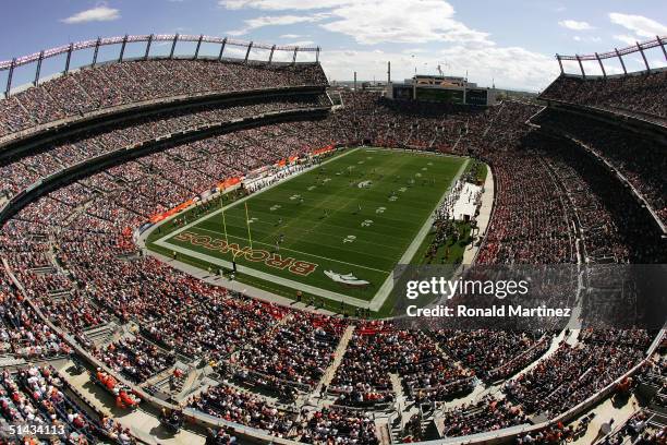 General view of Invesco Field stadium as the Denver Broncos host the San Diego Chargers on September 26, 2004 at Invesco Field in Denver, Colorado....