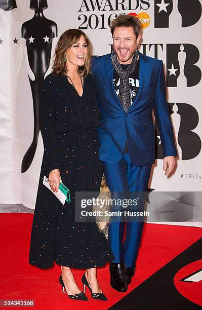 Simon Le Bon and Yasmin Le Bon attend the BRIT Awards 2016 at The O2 Arena on February 24, 2016 in London, England.