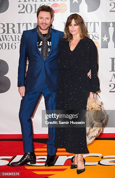 Simon Le Bon and Yasmin Le Bon attend the BRIT Awards 2016 at The O2 Arena on February 24, 2016 in London, England.