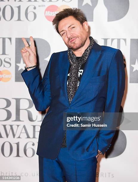 Simon Le Bon attends the BRIT Awards 2016 at The O2 Arena on February 24, 2016 in London, England.