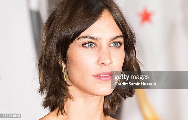 Alexa Chung attends the BRIT Awards 2016 at The O2 Arena on February 24, 2016 in London, England.