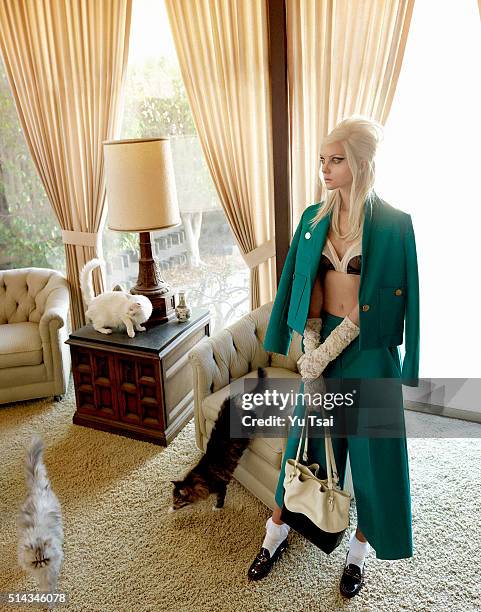 Model Heather Marks is photographed for a fashion editorial for Harpers Bazaar Singapore on November 14, 2014 in Los Angeles, California. Published...