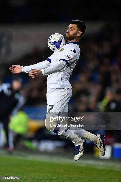 Leeds forward Mirco Antenucci in action during the Sky Bet Championship match between Cardiff City and Leeds United at Cardiff City Stadium on March...