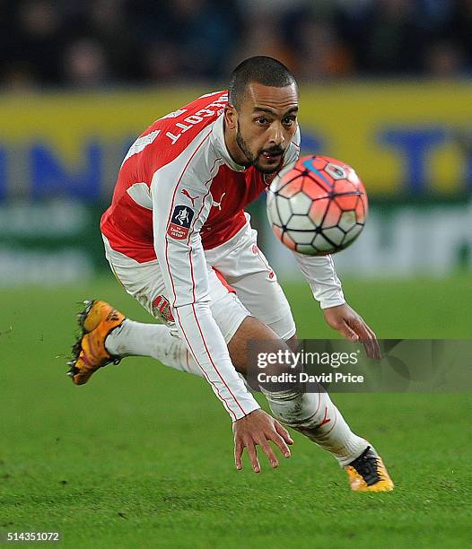 Theo Walcott of Arsenal during the match between Hull City and Arsenal in the FA Cup 5th round at KC Stadium on March 8, 2016 in Hull, England.