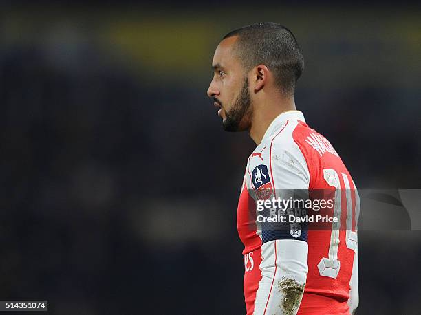 Theo Walcott of Arsenal during the match between Hull City and Arsenal in the FA Cup 5th round at KC Stadium on March 8, 2016 in Hull, England.