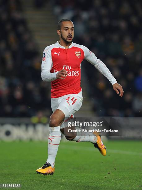 Theo Walcott of Arsenal during the Emirates FA Cup 5th Round replay between Hull City and Arsenal at the KC Stadium on March 8, 2016 in Hull, England.