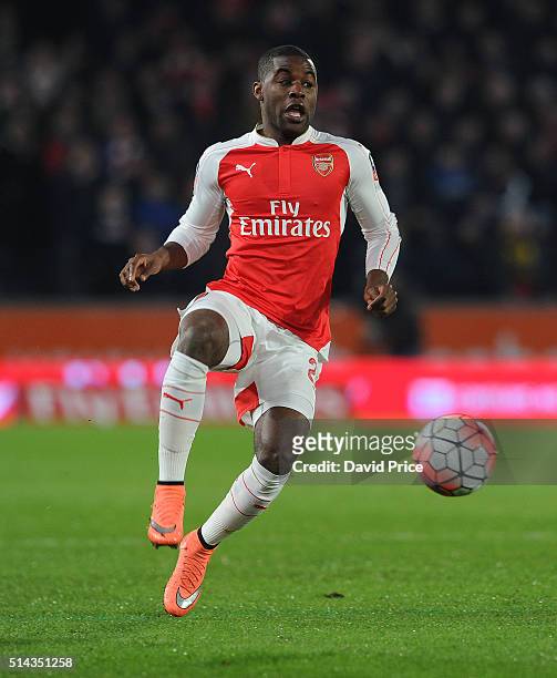 Joel Campbell of Arsenal during the match between Hull City and Arsenal in the FA Cup 5th round at KC Stadium on March 8, 2016 in Hull, England.