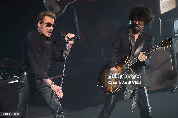 Johnny Hallyday performs on stage during Suite Festival at Gran Teatre del Liceu on March 8, 2016 in Barcelona, Spain.