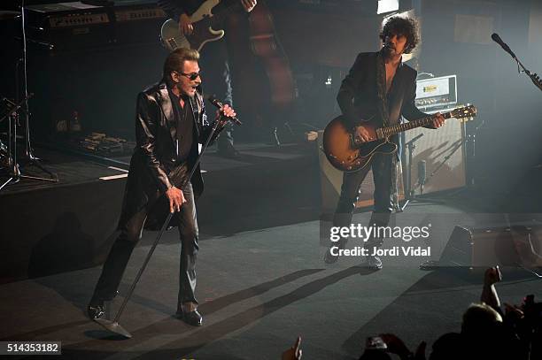 Johnny Hallyday performs on stage during Suite Festival at Gran Teatre del Liceu on March 8, 2016 in Barcelona, Spain.