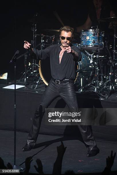 Johnny Hallyday performs on stage during Suite Festival at Gran Teatre del Liceu on March 8, 2016 in Barcelona, Spain.